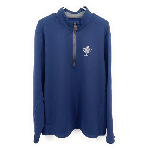 Jim Nantz Vineyard Vines Trident Cup Mens Blue 1/4 Zip Mock Pullover Sz XL - Picture 1 of 4